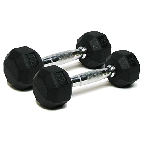 Spri Rubber Hex Dumbbells
